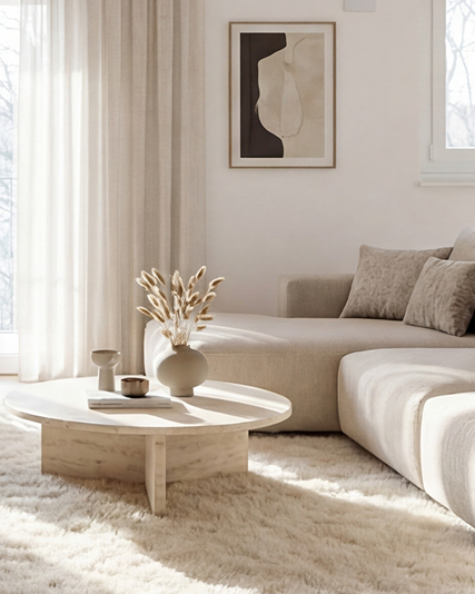 gemütliche Sitzecke mit Wohnzimmertisch in einer 3-Zimmer-Wohnung in THE AMBIENCE