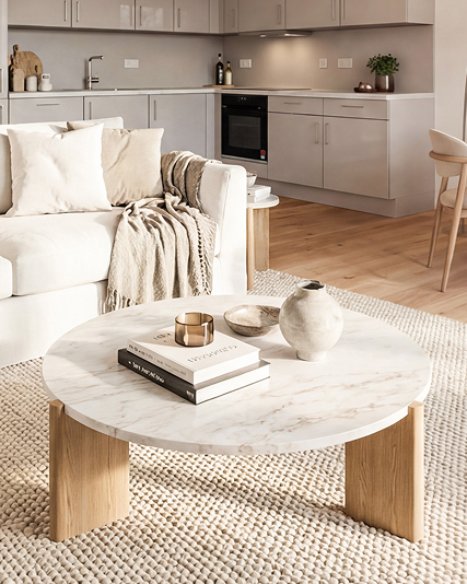 Detail eines Wohnraumes in einer 2-Zimmer-Wohnung in THE AMBIENCE